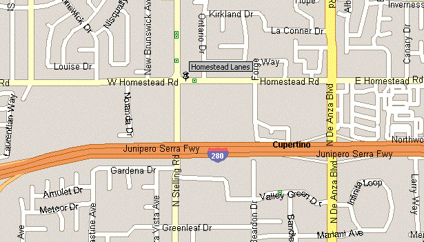 Map to Homestead Lanes